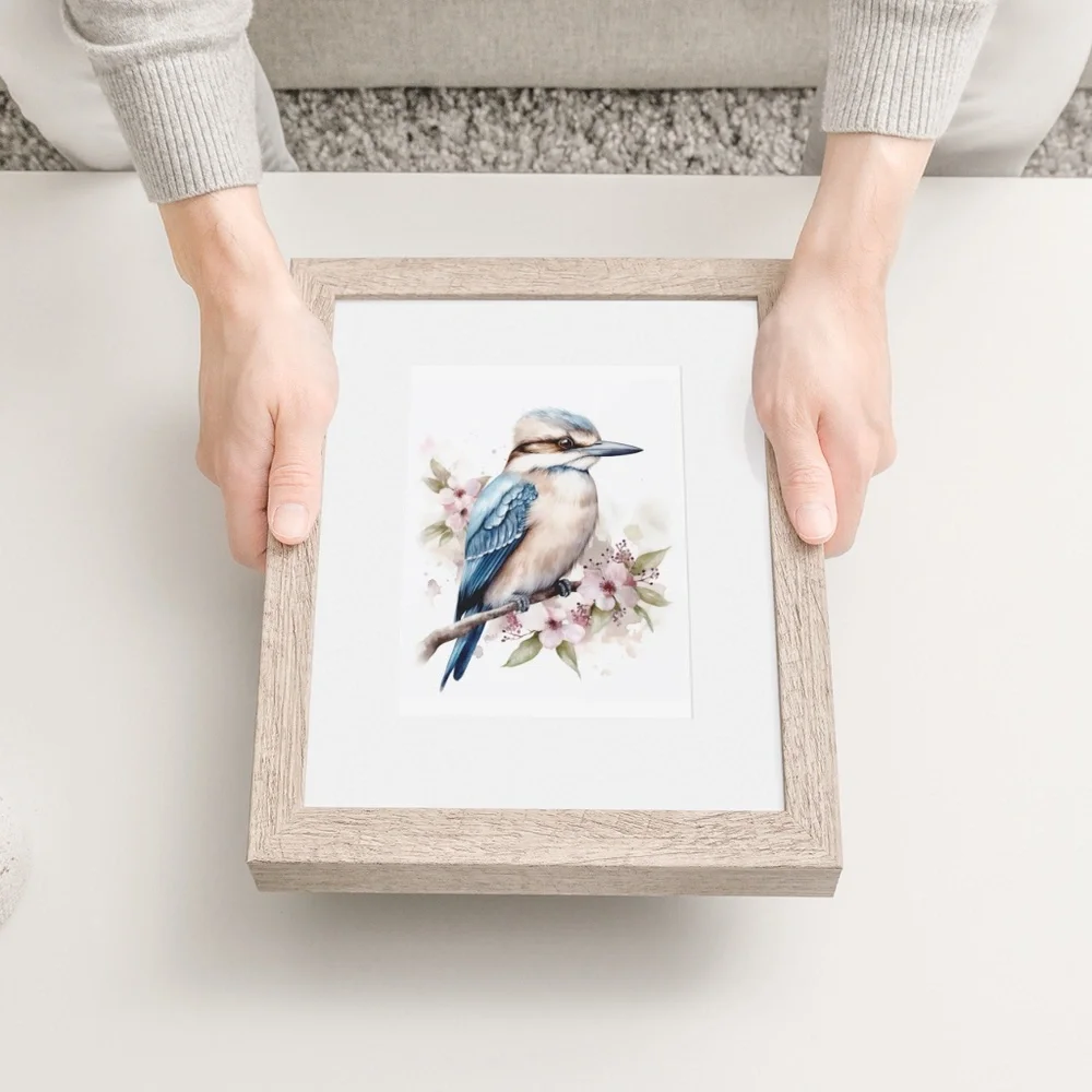 Watercolor Kookaburra Bird Portrait Wall Art Illustration Print Unframed - Picture 7 of 15